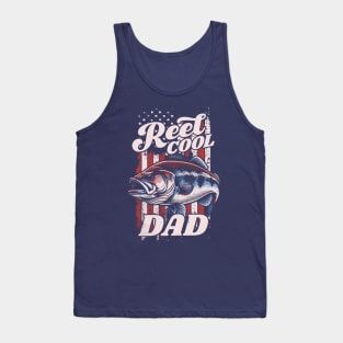 Reel Cool Dad - Retro Fishing American Flag Father's Day Tank Top